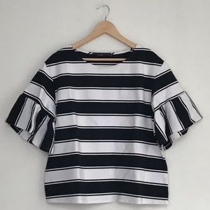 M&S Collection | Black & cream striped top | UK 18